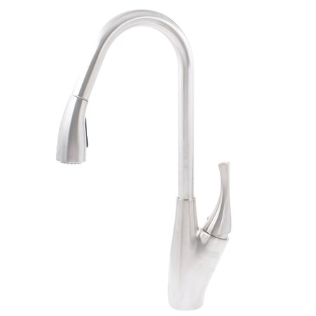 NOVATTO Dual Action Single Lever Pull-down Kitchen Faucet in Brushed Nickel NKF-H21BN